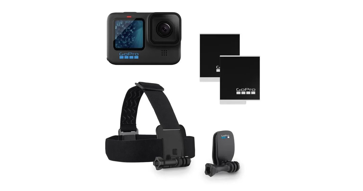 GoPro Pacote HERO11 preto: Inclui câmara HERO11 preto, correia para a cabeça QuickClip e bateria Enduro (2 no total)