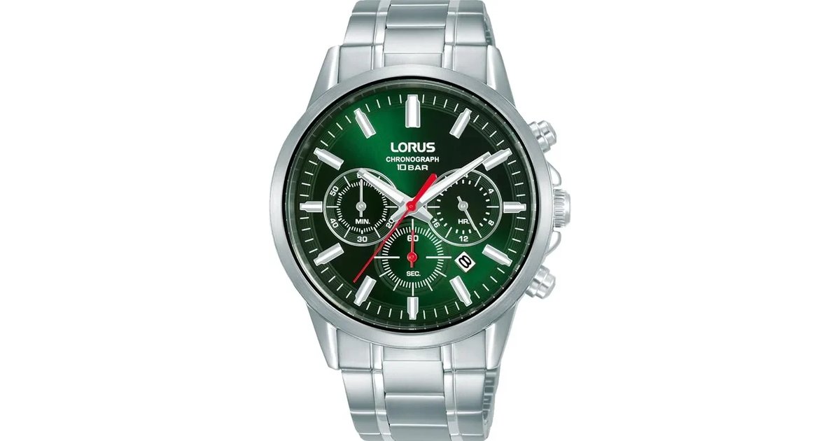 Lorus Relógio analógico de quartzo para homem com correia de aço inoxidável RT375KX9, prateado