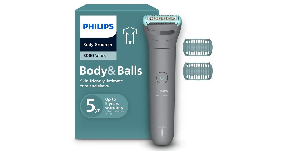 Philips Máquina de barbear corporal série 3000 - Depiladora masculina com sistema de proteção