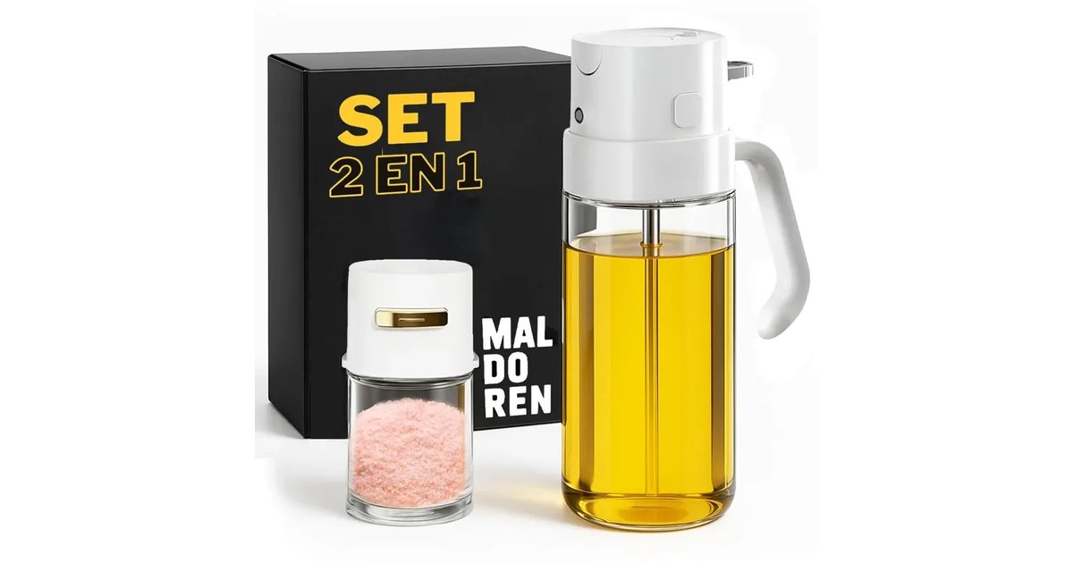 Kit dispensador e pulverizador de óleo (550 ml) mais sal de vidro