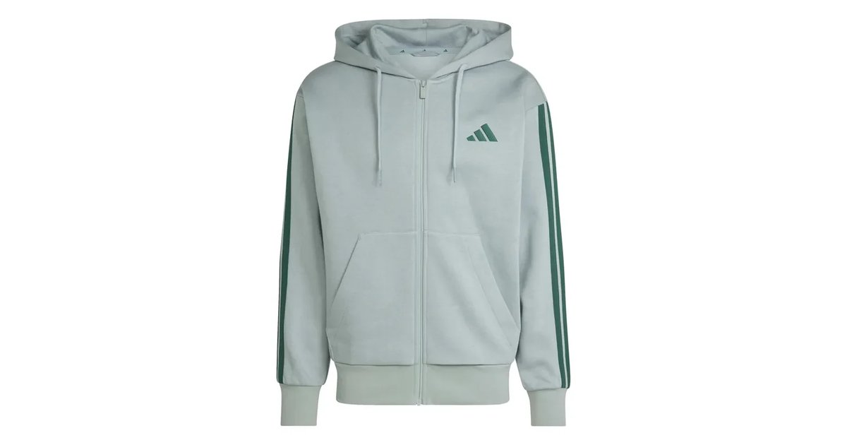 adidas Camisola com capuz para homem essencial Three Stripes de forro polar com fecho de correr (1 unidade)