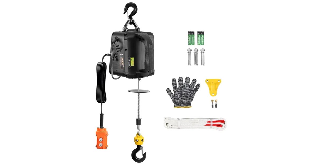 VEVOR 2 em 1 guindaste elétrico 1500 W Guincho elétrico portátil 498