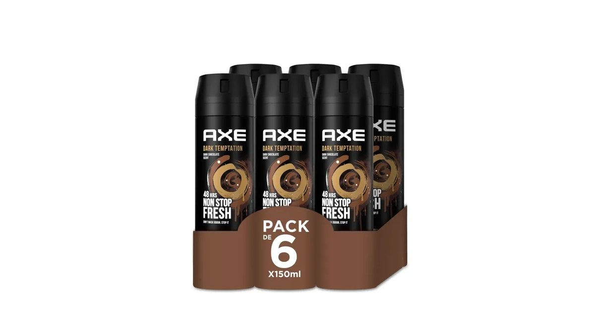 Axe Dark Temptation desodorizante - 150 ml, conjunto de 6, a embalagem pode variar