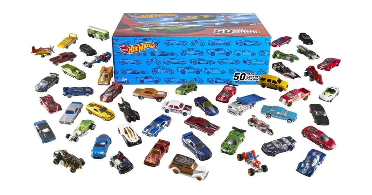 Hot Wheels (Mattel V6697) Conjunto de 50 veículos, carrinhos de brincar, modelos sortidos