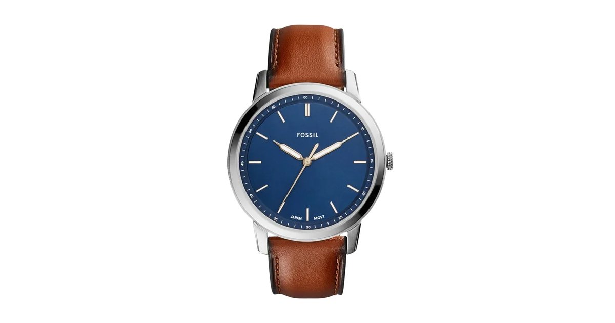 Fossil Minimalist Relógio para homem, movimento de quartzo com correia de aço ou pele