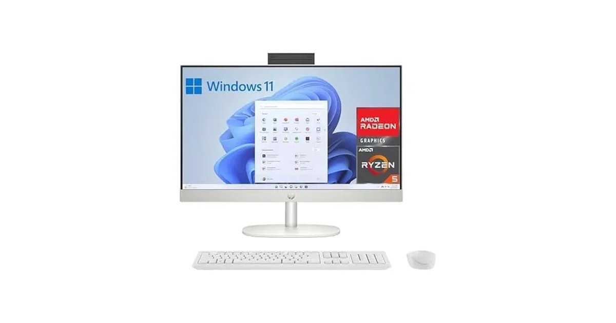 Computador de Mesa HP All-in-One 27 - Processador AMD Ryzen 5, 16 GB RAM e SSD de 512 GB