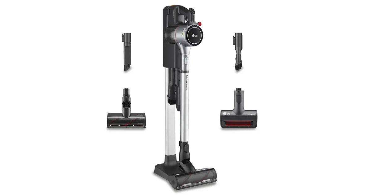 LG A9K-CORE2S - aspirador de Escoba, Kompressor 200W de sucção, com bateria Dupla e Sistema de Compressão de Pó, Prata