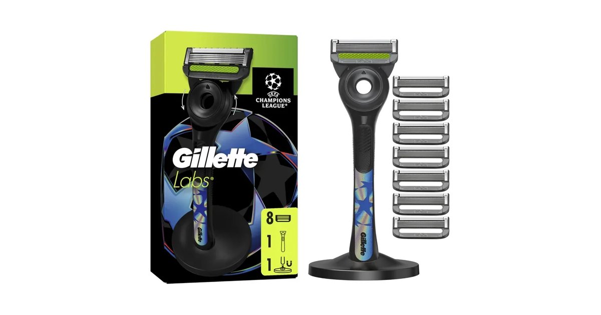 Gilletecrãbs UEFA Champions League Special Edition Máquina de Barbear Manual para Homem com Barra Esfoliante