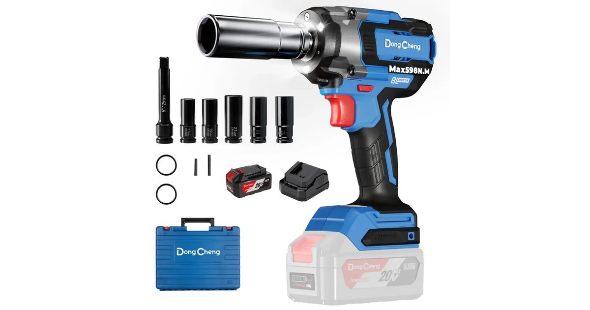 Chave de Impacto Sem Fios Dong Cheng 18V - 598 Nm, 4000 mAh