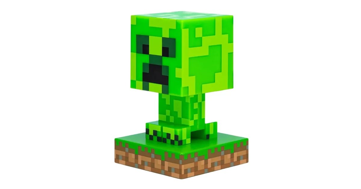 Candeeiro Creeper Minecraft - luz de presença oficial, 12 cm, funciona a pilhas, decoração para Gamers