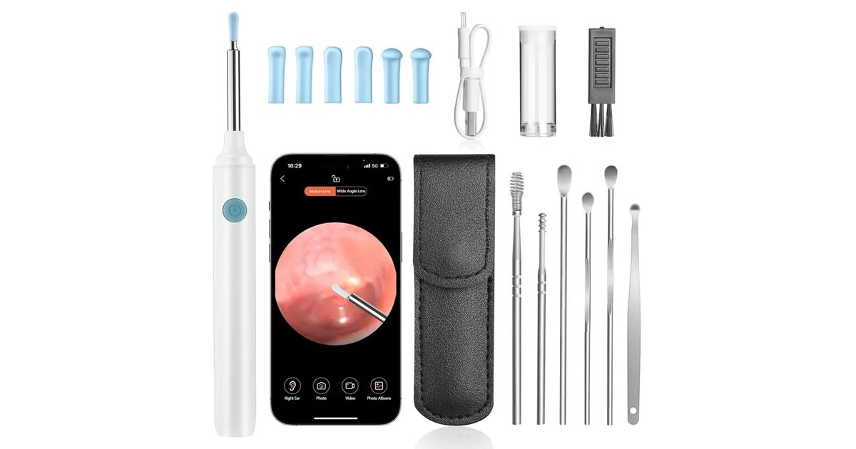 Otoscópio AiQInu 1080P HD com Câmara Limpador de Ouvos com WiFi