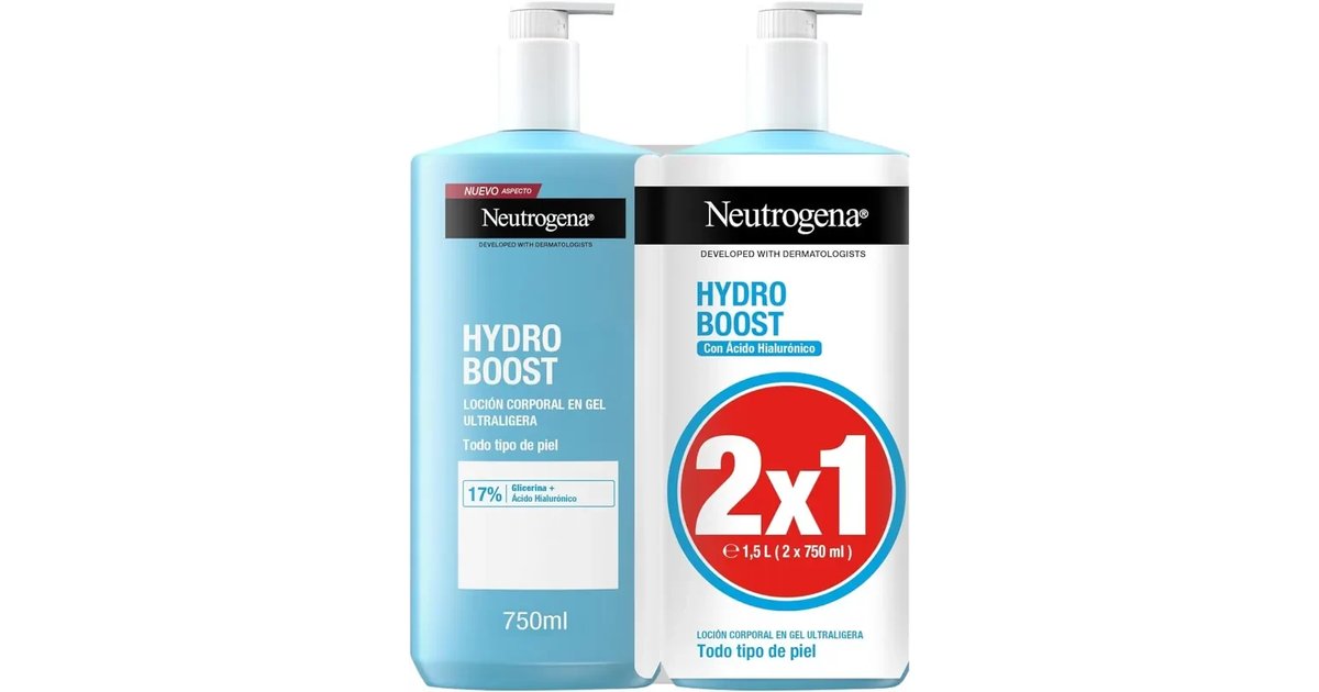 Neutrogena Hydro Boost Loção Corporal em Gel Ultra ligeira (Pack de 2 x 750 ml)