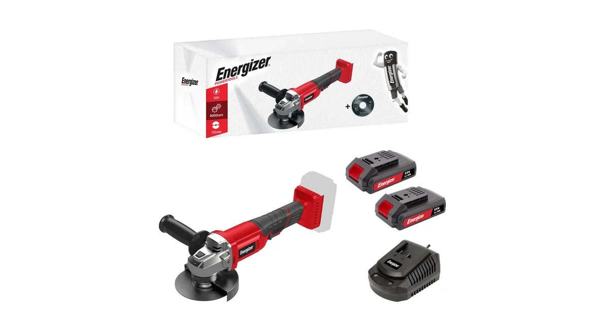 Moedor de ângulo sem fio Energizer - 20 V, 125 mm, 2 baterias