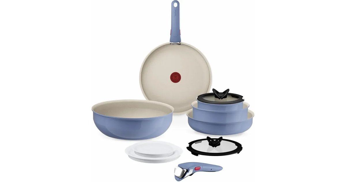 Tefal Ingenio Serenity Conjunto de 2 frigideiras 22/28 cm Wok 26 cm + 2 laços 16/20 cm 4 acessórios 2 manípulos