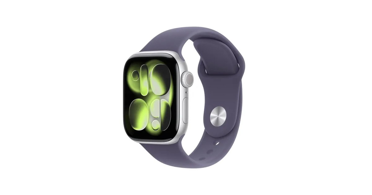 Apple Watch Series 11 GPS com caixa de alumínio em prata de 42 mm e correia desportiva cor névoa