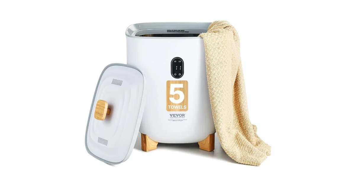 VEVOR Aquecedor de toalhas 25 L com ecrã LED e colunas aquecedores na parte inferior aquecedor de
