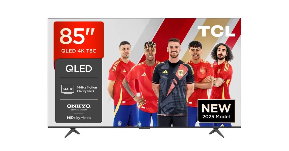 TV TCL 85T8C QLED 4K 144Hz HDR UHD, Smart TV com Google