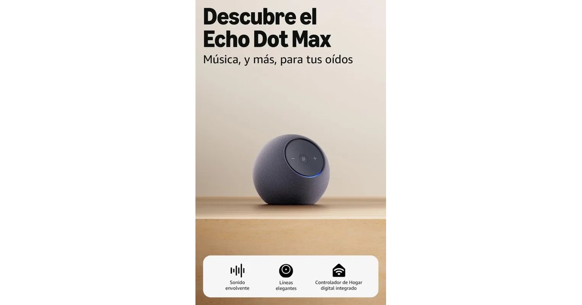 Novo Amazon Echo Dot Max, altifalante Alexa com som ambiente e hub de casa inteligente integrado, grafite