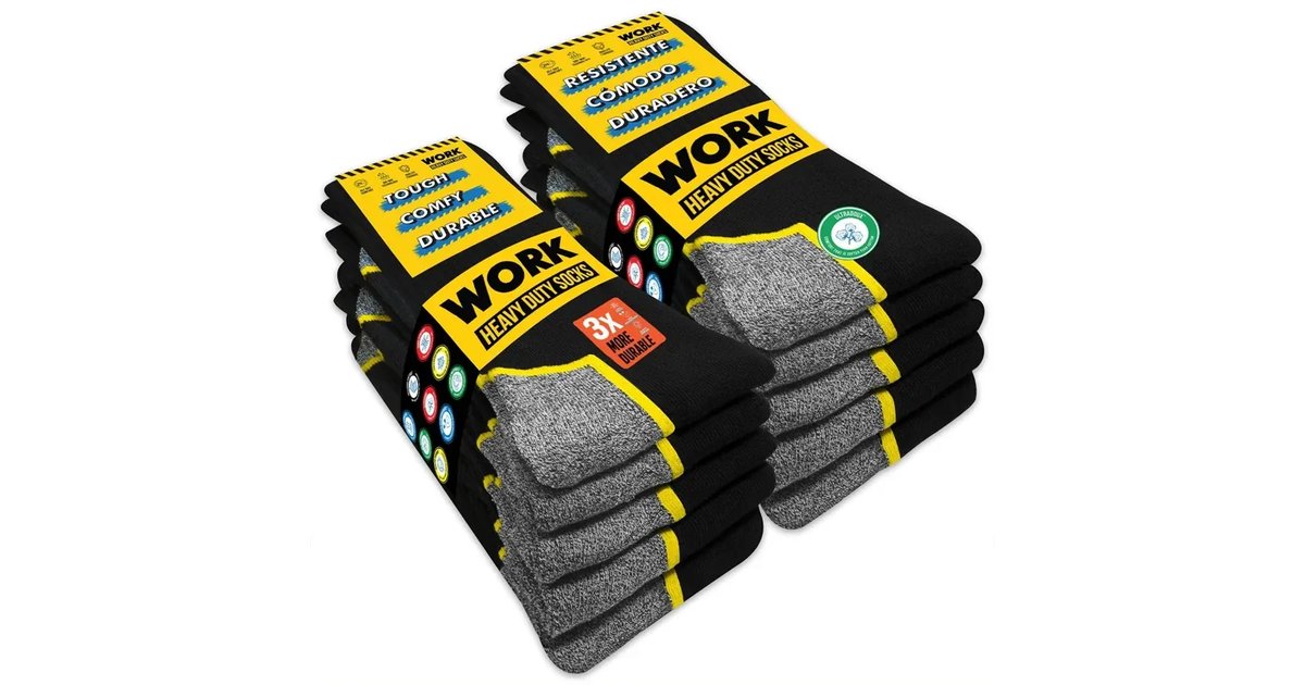10 Pares de Meiass de Trabalho para Homem WORK Socks