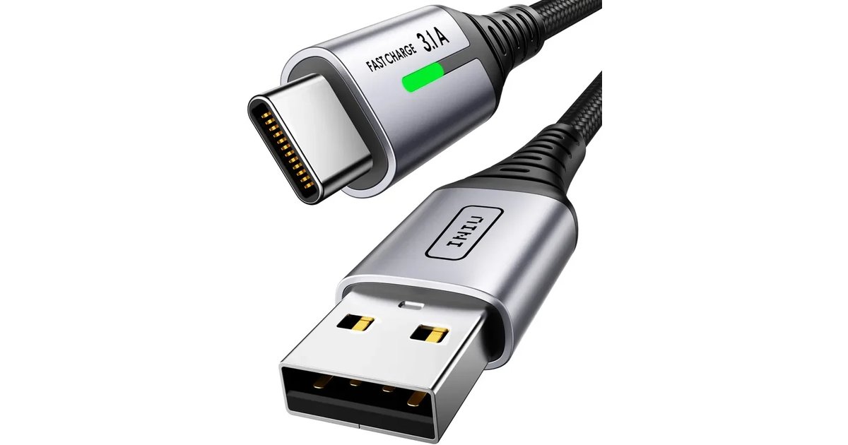 INIU Cabo USB A USB C, [2 m] QC 3,0 e 3,1 A cabo USB C carregamento rápido