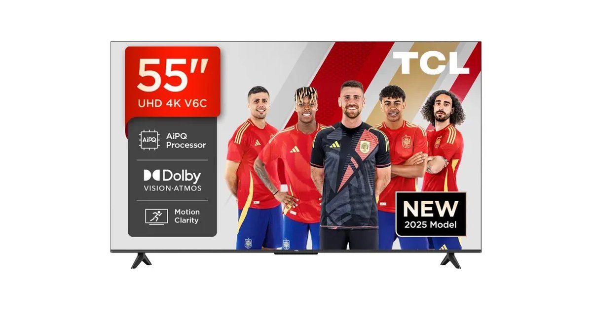 TCL 55 V6C Direct LED Smart TV, 4K HDR, Powered by Google TV (Dolby Audio