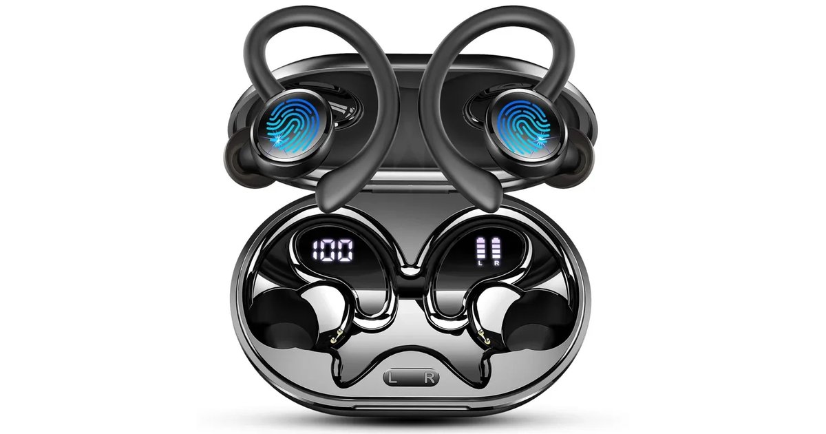 auscultadores sem fios desportivos, auscultadores Bluetooth 5.4 HiFi estéreo com 4 HD Mic