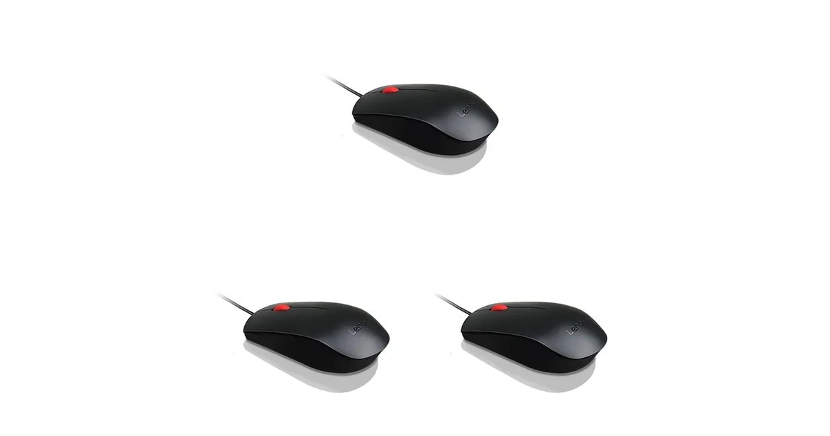 Lenovo 4Y50R20863 Rato (Ambidextro, ótico, USB, 1600 dpi, preto) (pacote de 3)