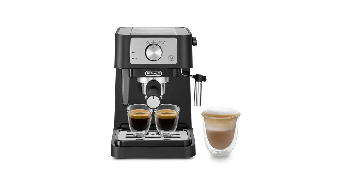 De'Longhi Stilosa Premium EC260.BK Máquina de café com 15 barras de pressão, 1100 W, 1L, preto e prateado