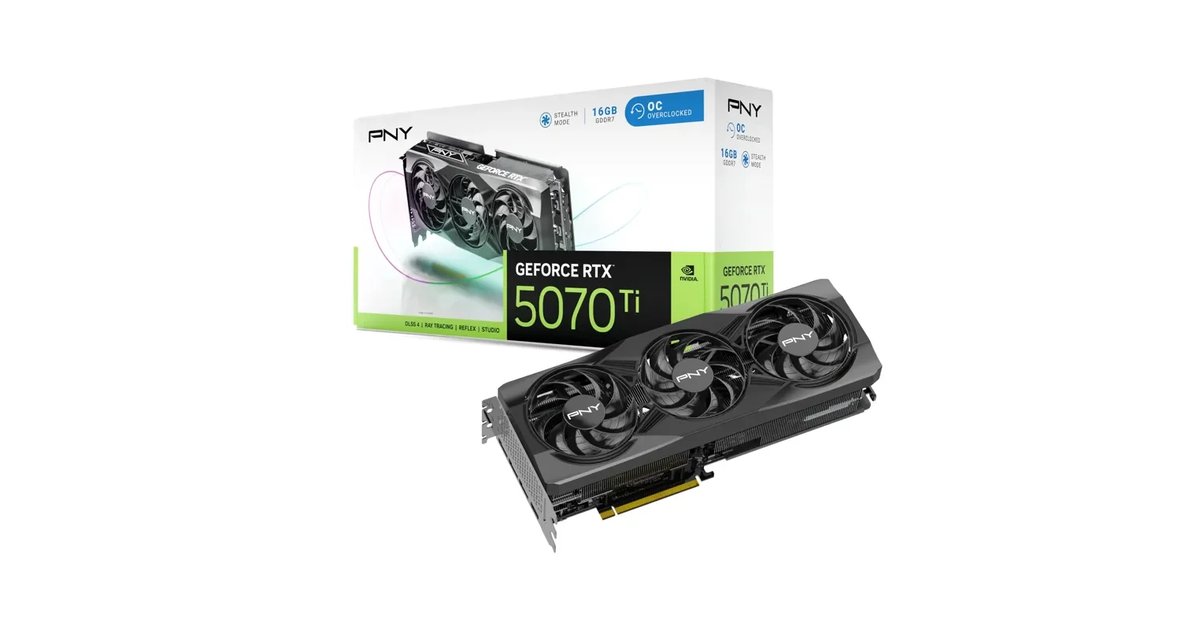 PNY GeForce RTX 5070Ti 16GB OC DLSS 4 Triplo Ventilador