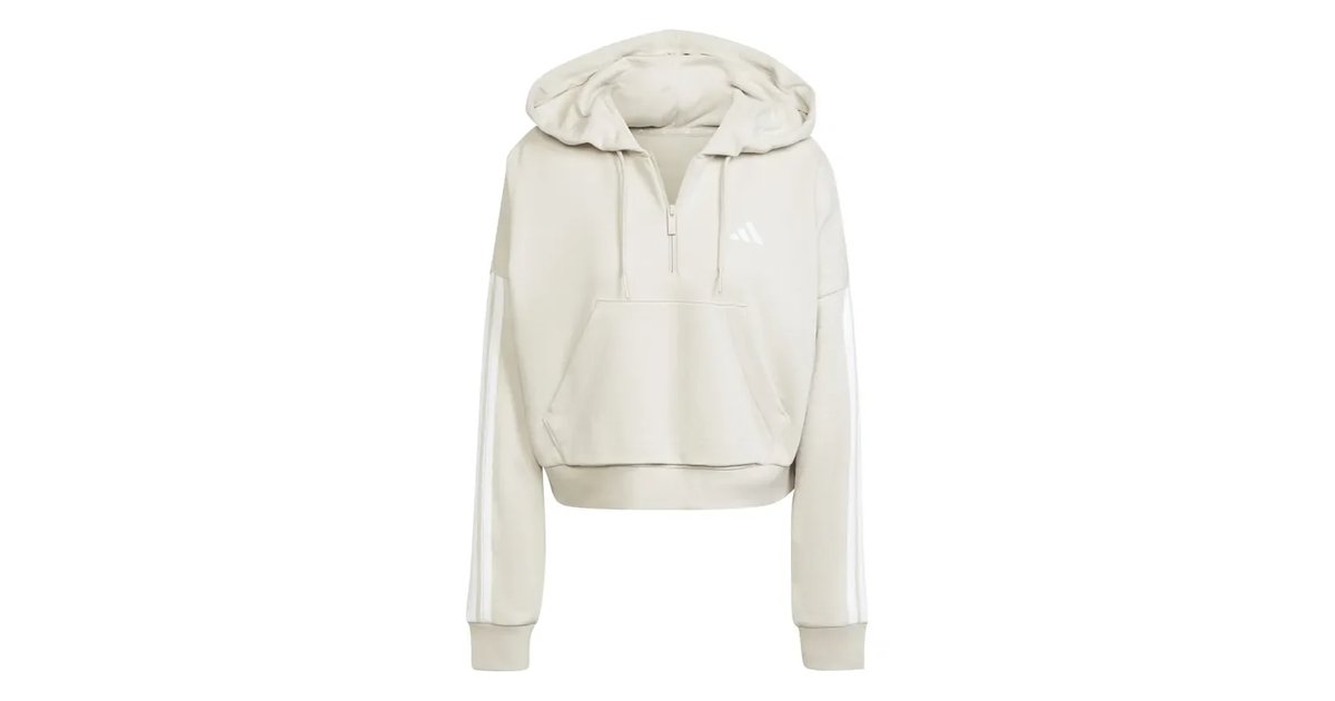 Adidas Camisola com Capuz Feminina 3-Stripes French Terry Quarter-Zip Hoodie